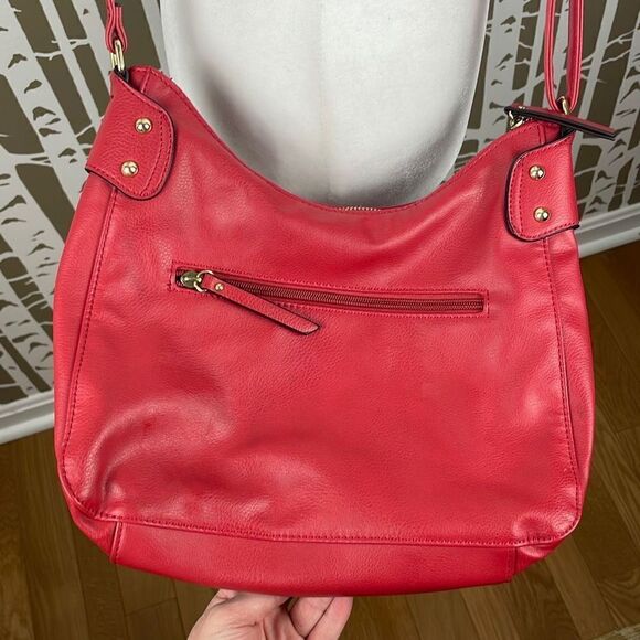 Nicole by Nicole Miller Red and Gold Studded Faux Leather Crossbody Bag - Picture 5 of 14